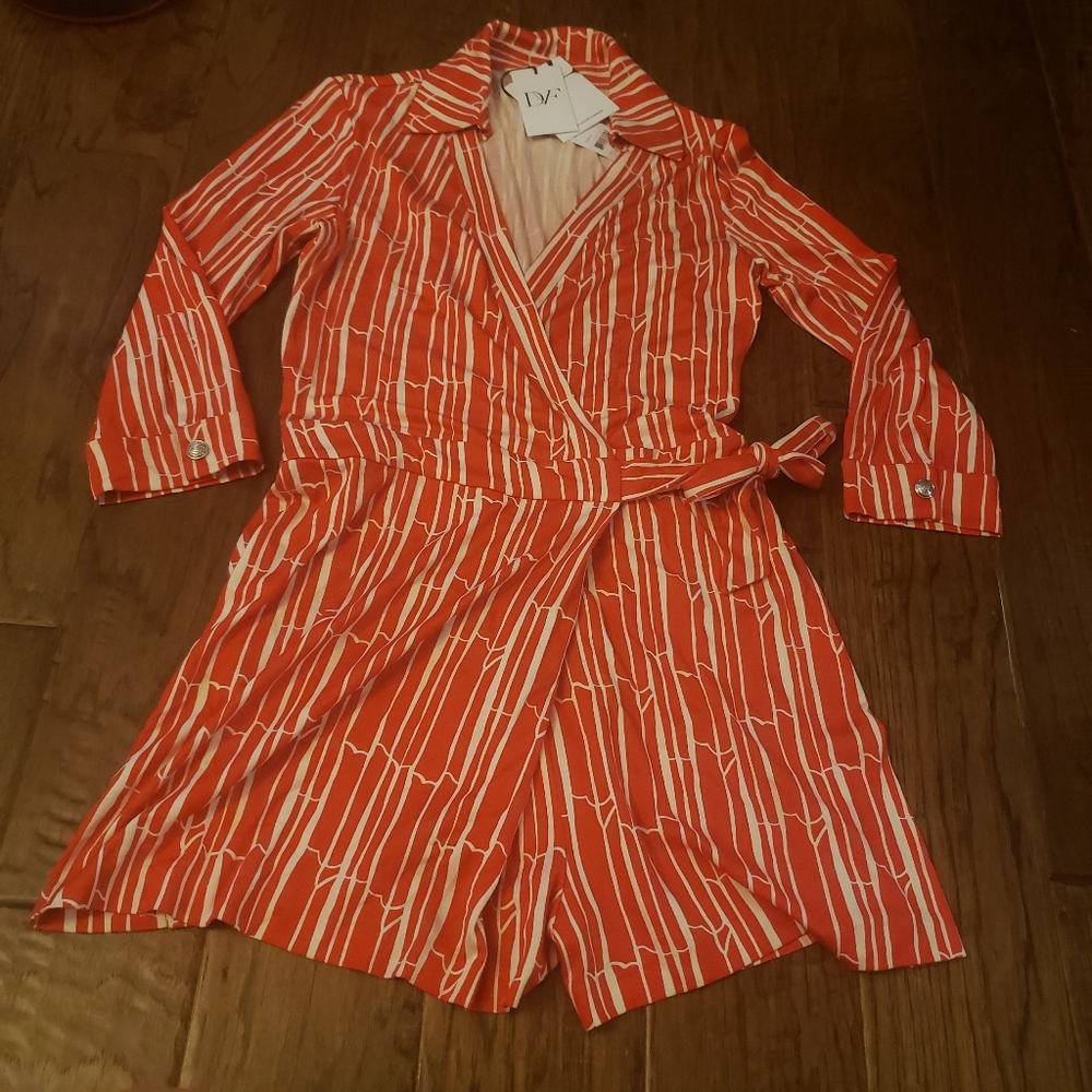 DVF Celeste Romper Bamboo Large Chili - NWT 8